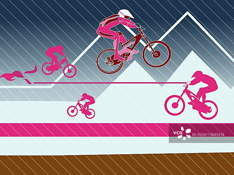四名男子用自行车表演特技图片素材
