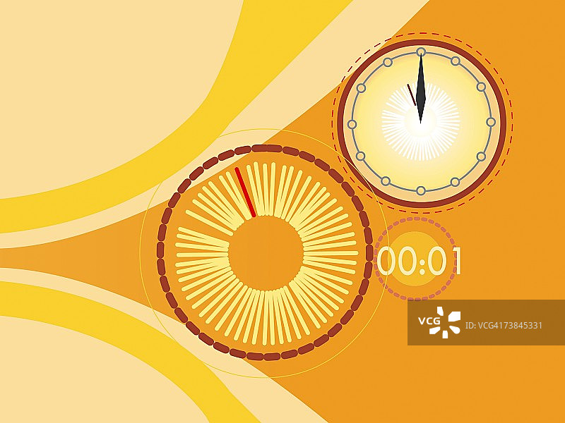 数字时钟和速度计特写图片素材