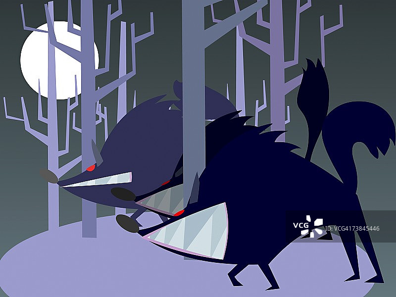 森林中三只野猪的侧面照图片素材