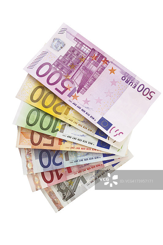 扇形展开的欧元纸币图片素材