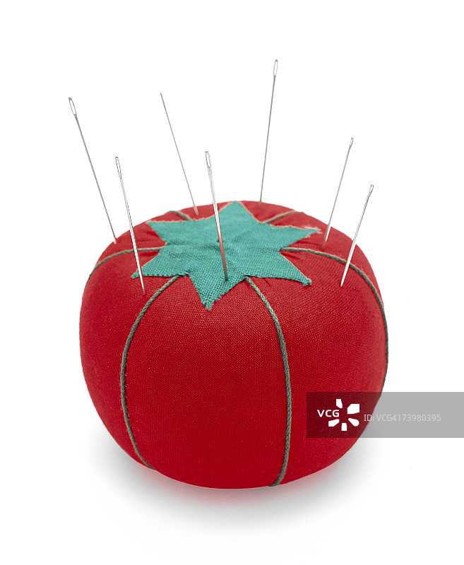 红色番茄针垫，侧视图图片素材