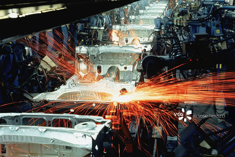 机器人汽车框架装配线，特拉华州纽瓦克图片素材