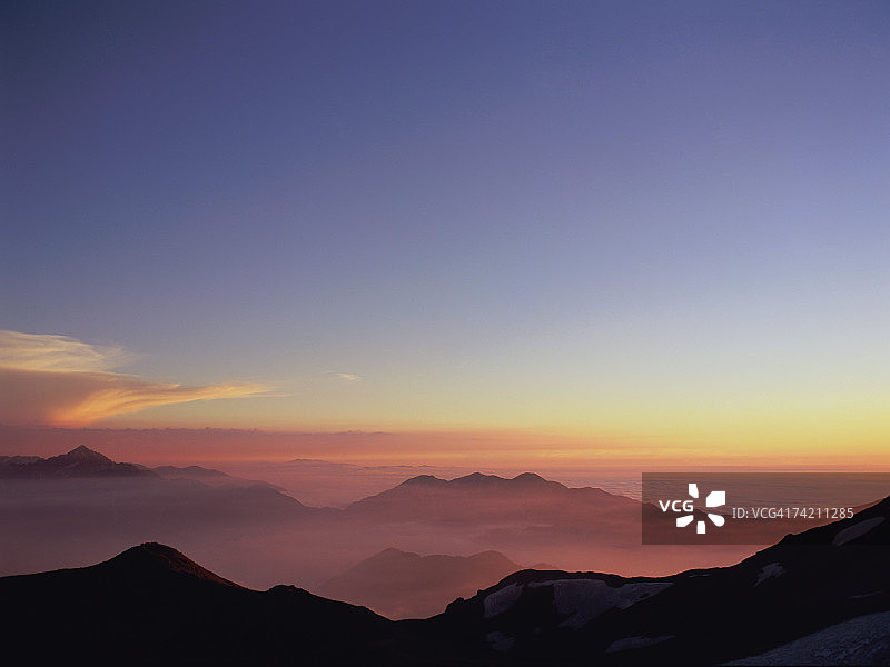 日本长野县白马岳日落图片素材