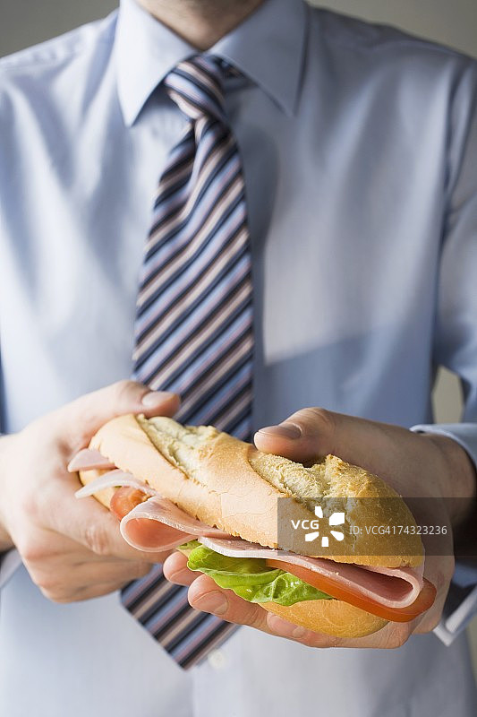 办公室午餐：火腿三明治图片素材