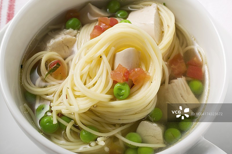 鸡肉蔬菜面（细节图）图片素材