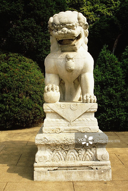 中国江苏省南京市的狮子雕像特写图片素材