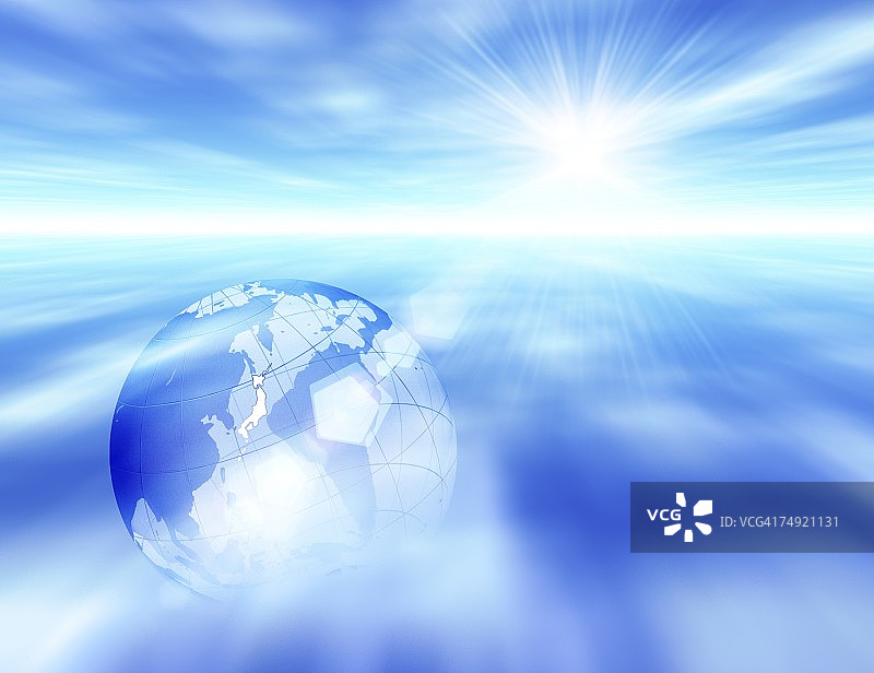 阳光照射在地球上的数码合成图图片素材
