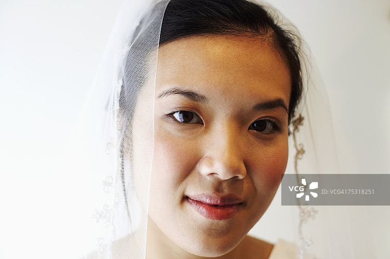戴着面纱的新娘肖像图片素材
