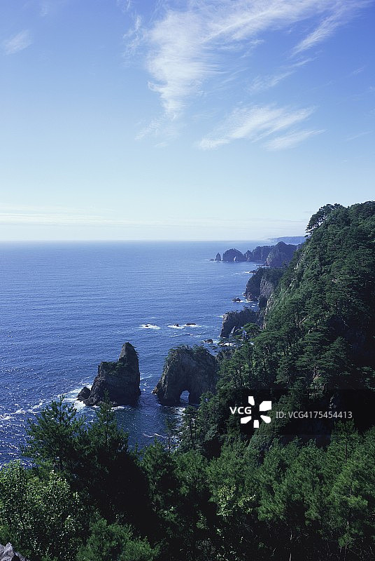 日本岩手县的北山崎悬崖图片素材