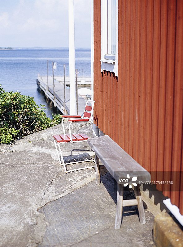 海边的红色房子图片素材