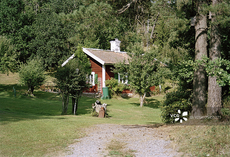 瑞典的红色小屋图片素材