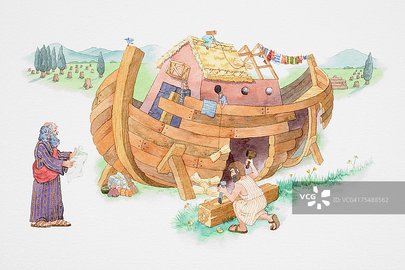 诺亚方舟建造场景图片素材