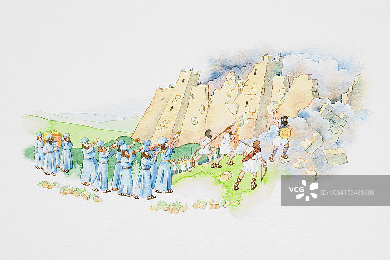 描绘占领耶利哥的场景图片素材