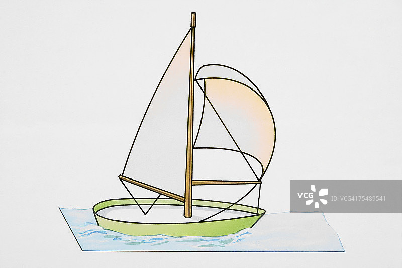 海面上扬帆的小船图片素材