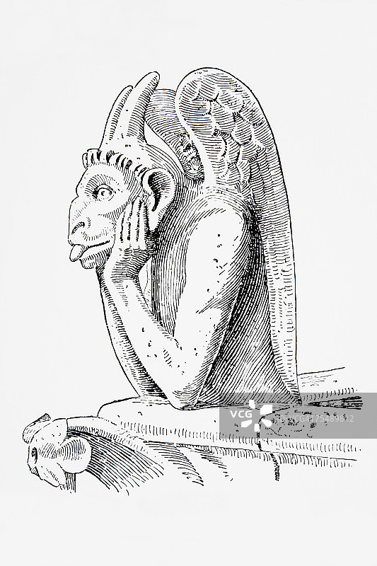 滴水嘴兽遮挡出水口图片素材