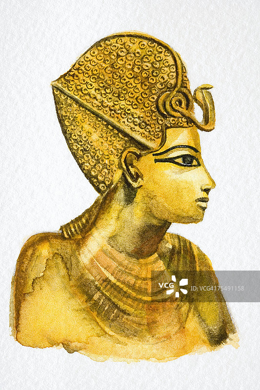 埃及法老图坦卡蒙黄金半身像，第十八王朝（公元前1333年-公元前1324年）图片素材