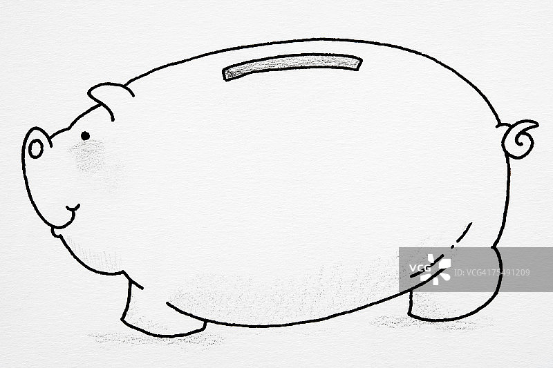 小猪储蓄罐简笔画图片素材