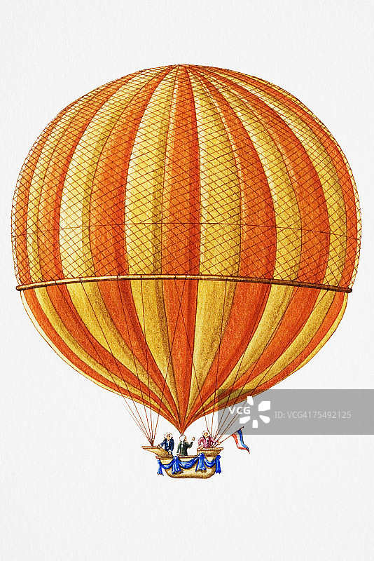 悬挂式蒙哥尔费热气球图片素材