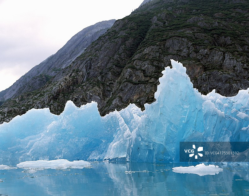 阿拉斯加冰川湾国家公园，里德冰川边缘图片素材