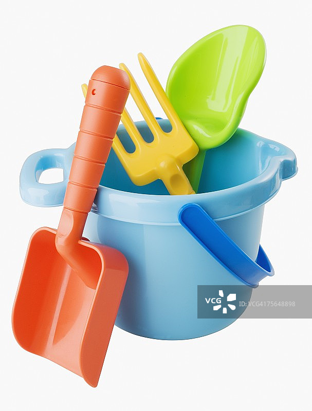玩具桶和铲子的特写图片素材
