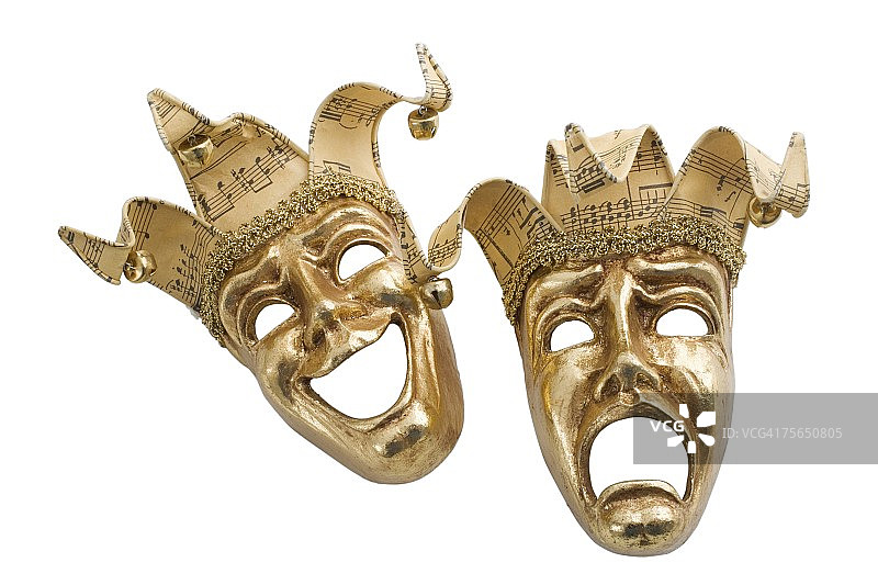 金色喜剧和悲剧面具图片素材
