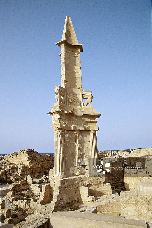 利比亚萨布拉塔罗马遗址的贝斯陵墓图片素材