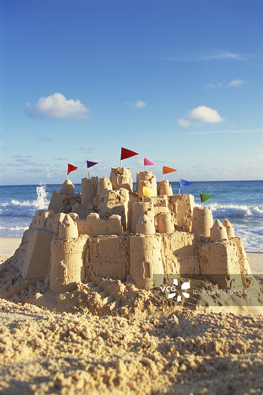 海滩上的沙堡图片素材
