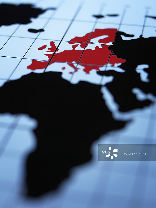 突出显示欧洲的东半球地图图片素材