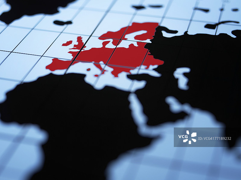 突出显示欧洲的东半球地图图片素材