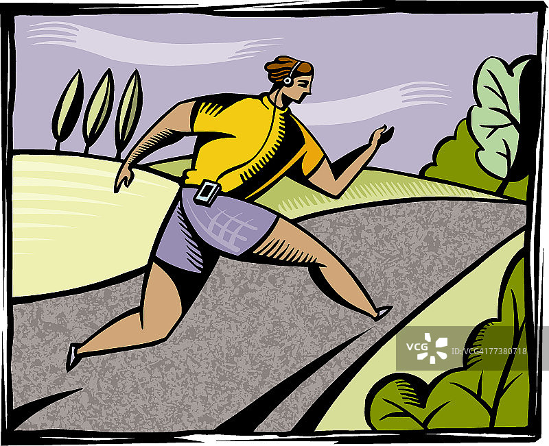 男人戴着MP3播放器慢跑图片素材