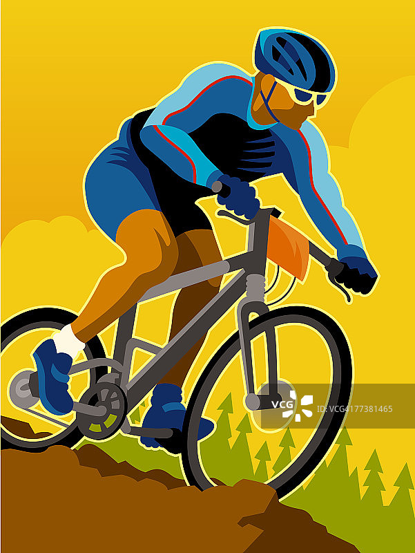 一名男子骑山地自行车图片素材