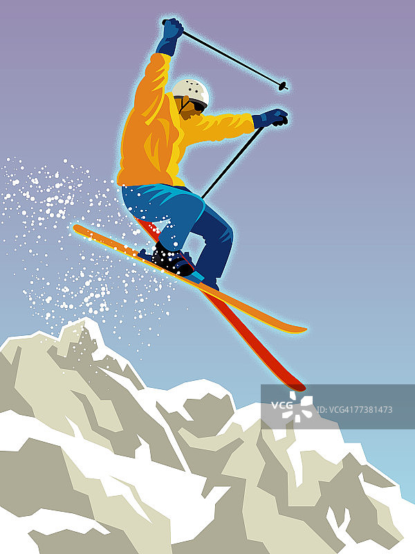 滑雪者在斜坡上滑雪图片素材