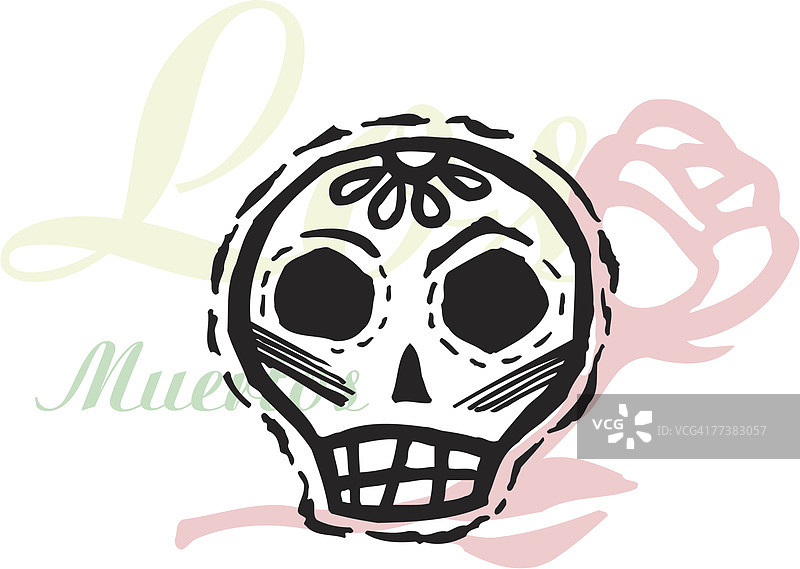 背景是玫瑰的骷髅头图片素材