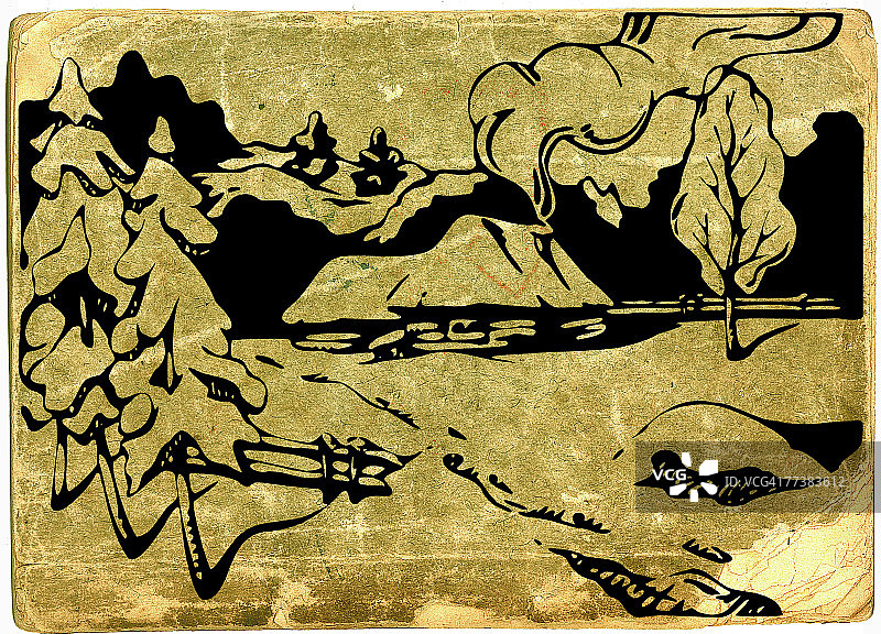 冬季小屋坐落在白雪皑皑的环境中图片素材