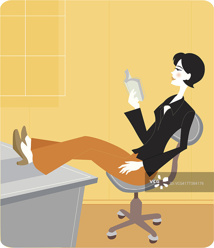 女商人放松阅读书籍图片素材