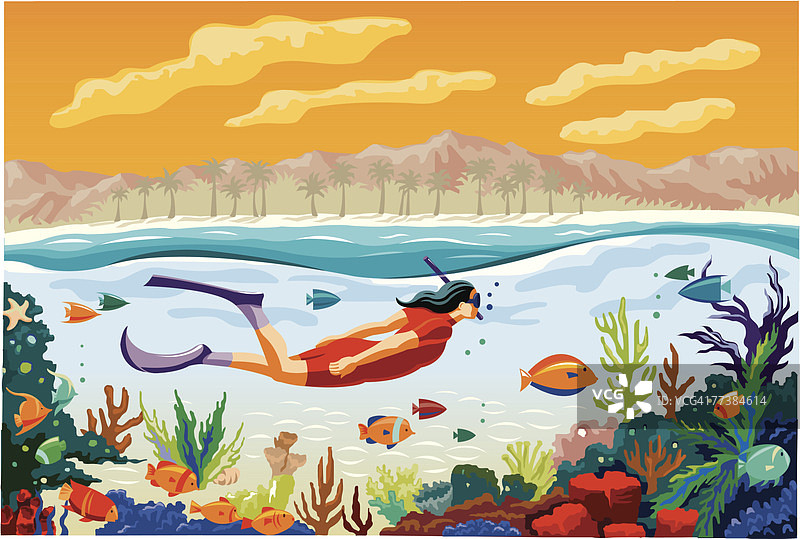 女孩浮潜图片素材