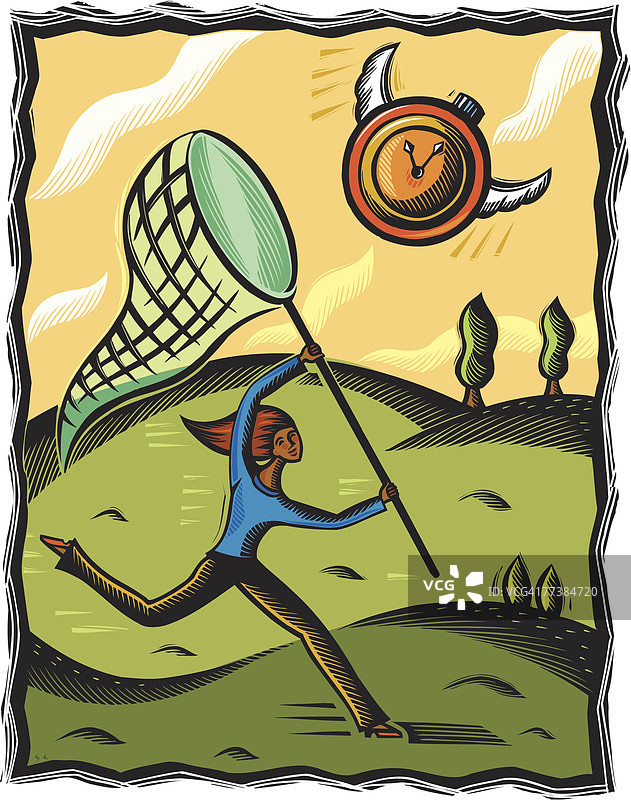 试图抓住时间的女人图片素材