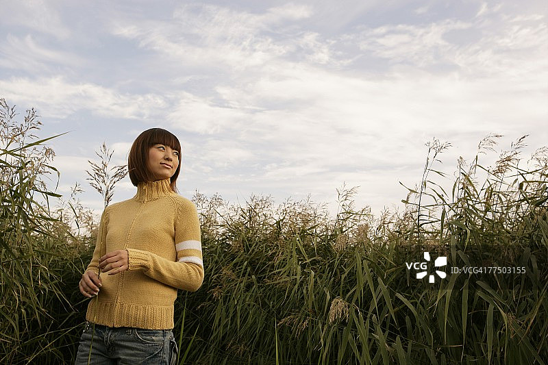 田野里的女人图片素材
