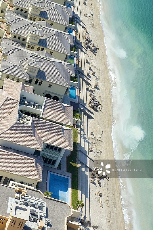 阿拉伯联合酋长国迪拜棕榈岛别墅鸟瞰图图片素材