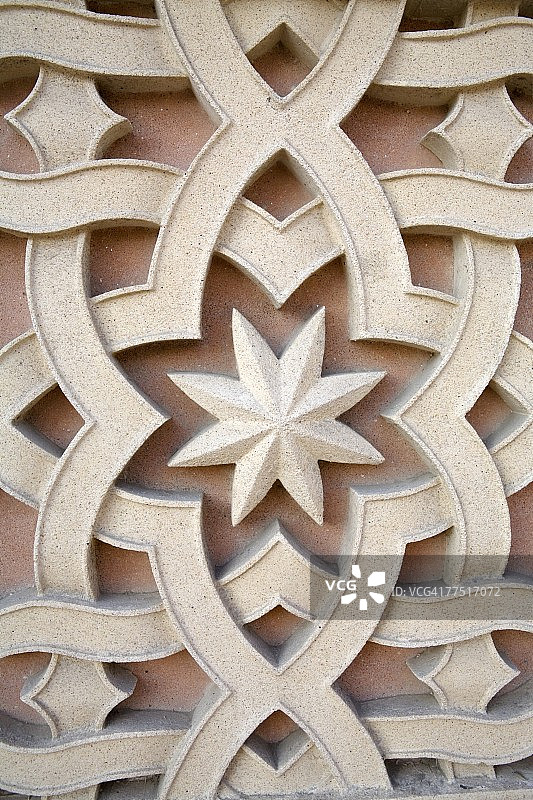 阿克什装饰，带星星的几何建筑细节图片素材