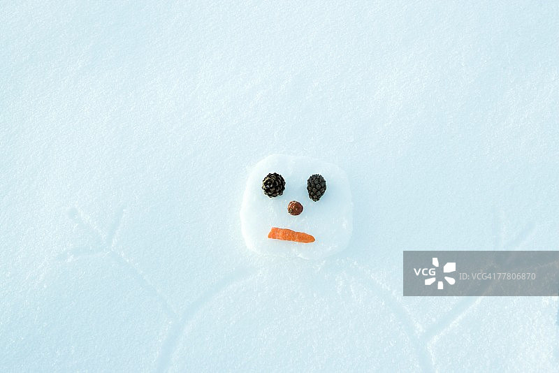 地面上的雪人画像，俯视图图片素材