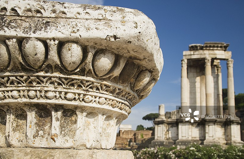 罗马柱与灶神庙背景，意大利罗马广场图片素材