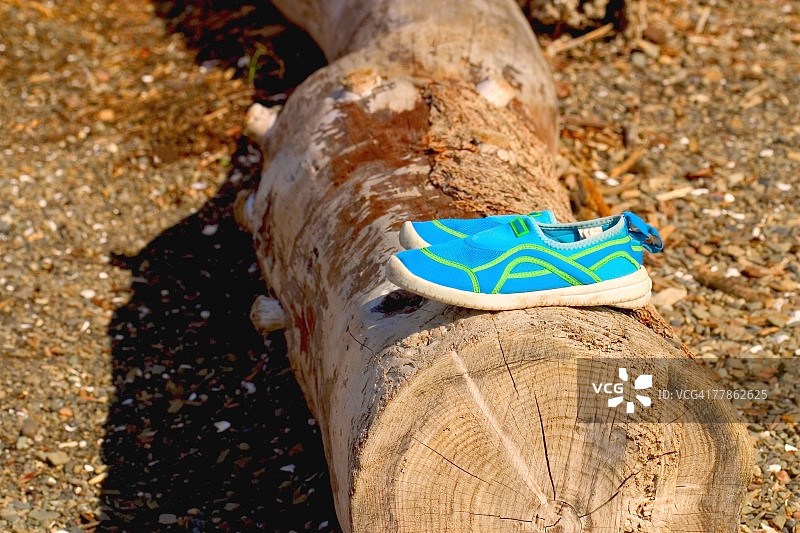 木头上的水鞋图片素材