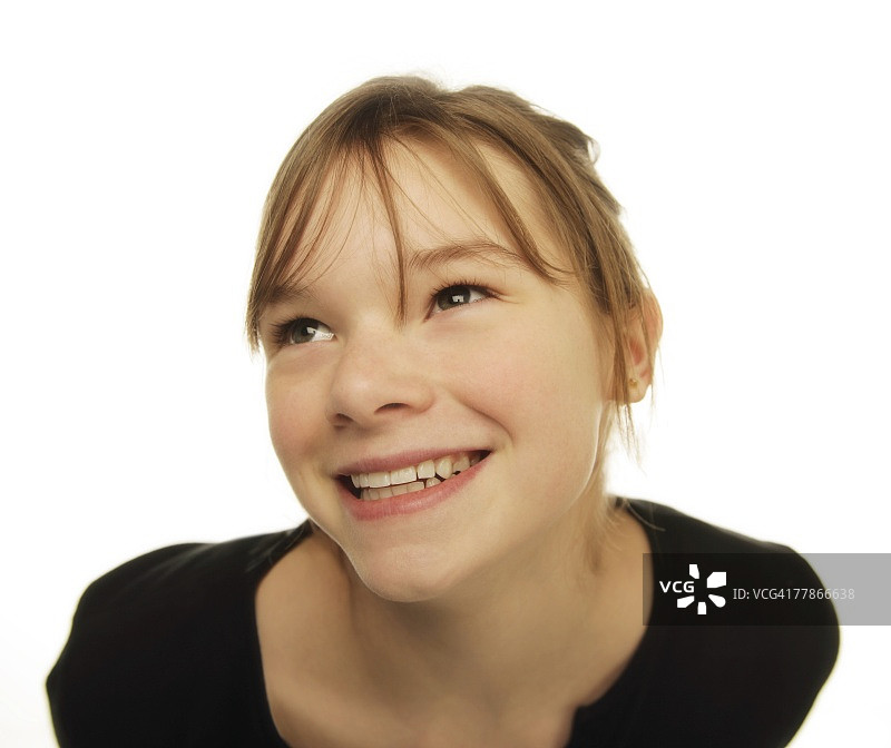 微笑的年轻女孩特写图片素材