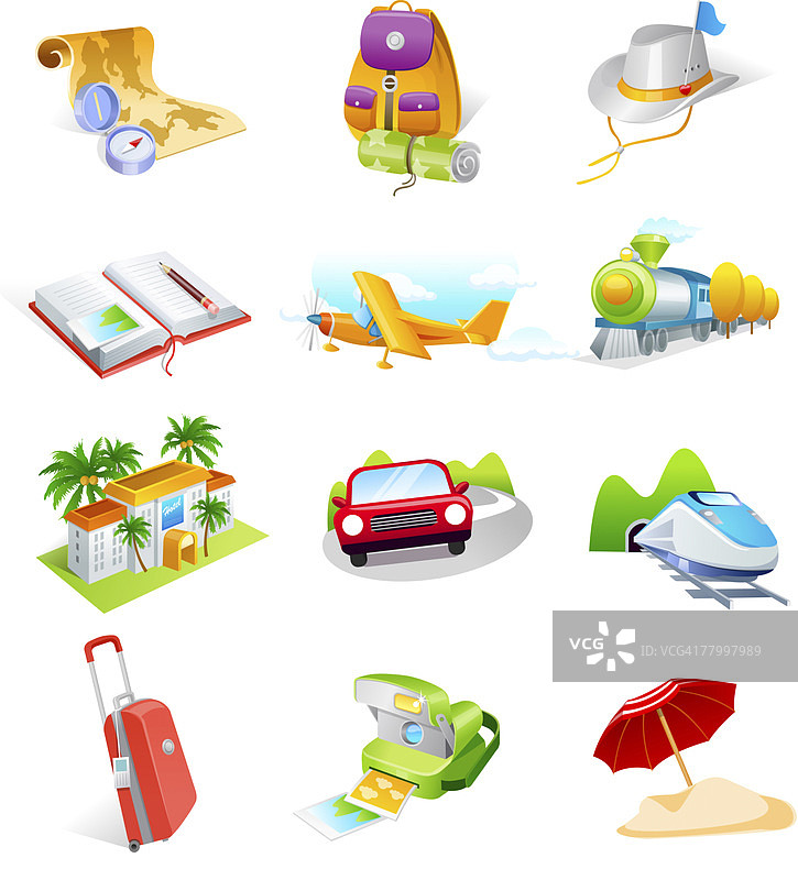 各种旅行纪念品图标图片素材