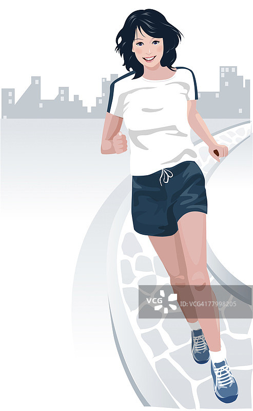 跑步的女人肖像图片素材