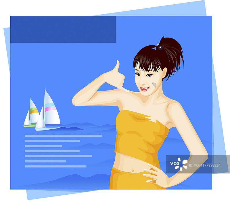 女人在海报中制作电话标志特写图片素材