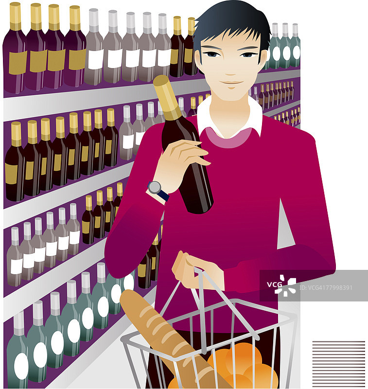 在超市里拿着瓶子的男人图片素材