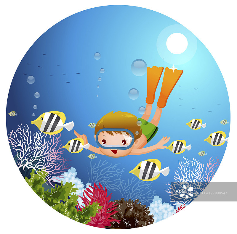 在水下游泳的男孩图片素材
