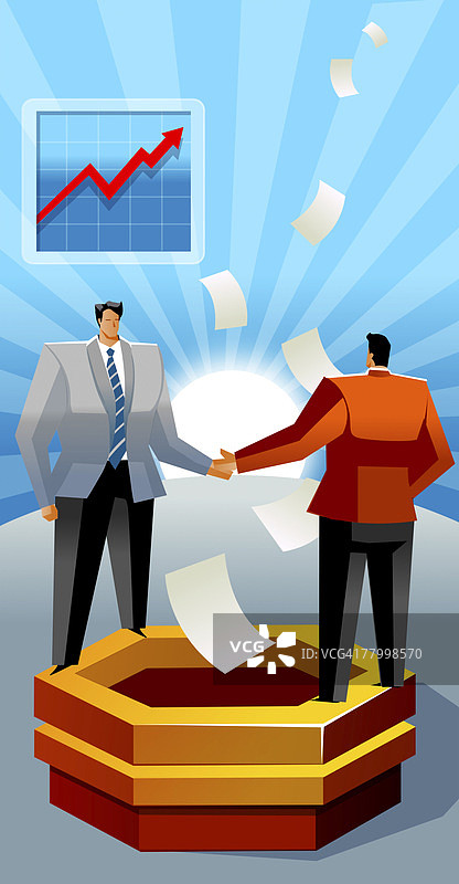 两位商人站在边缘握手图片素材